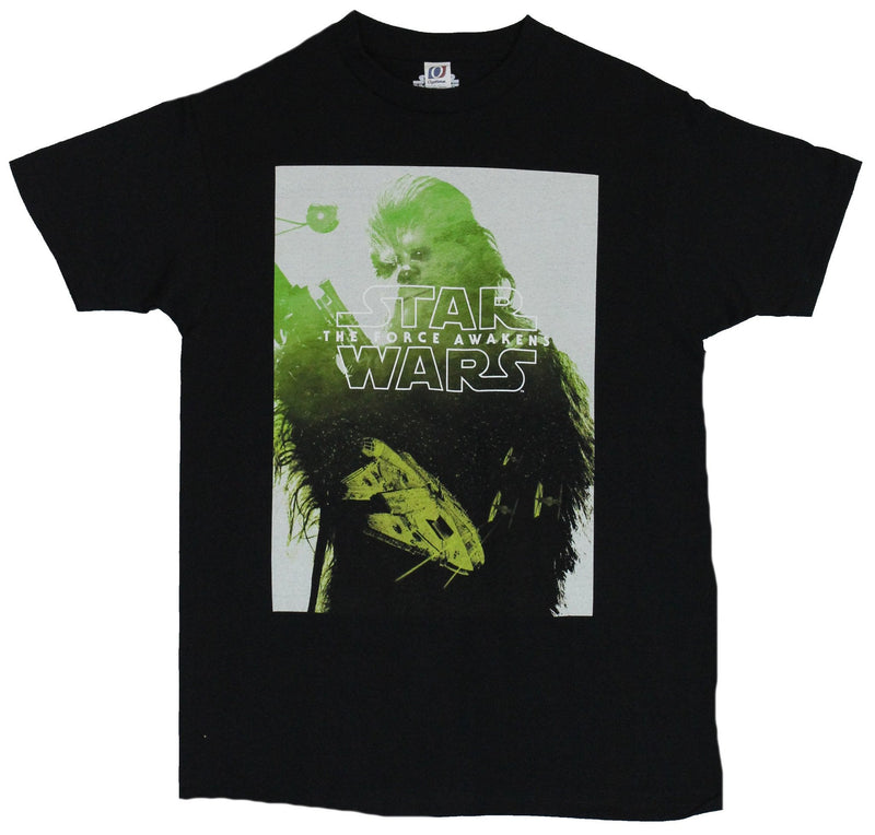 Star Wars Force Awakens Mens T-Shirt - Green Tinted Chewbacca Box Image - Inmyparentsbasement.com