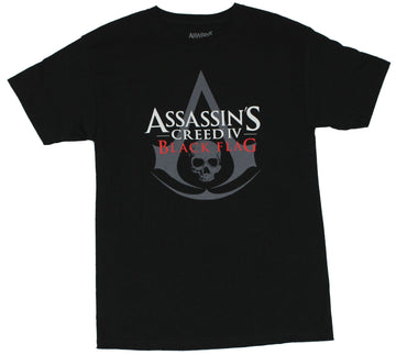 Assassin's Creed IV Mens T-Shirt - Black Flag Simple Gray Logo Under Words Image