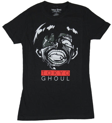 Tokyo Ghoul Girls Juniors T-Shirt - Screaming Face Over Word Logo Image