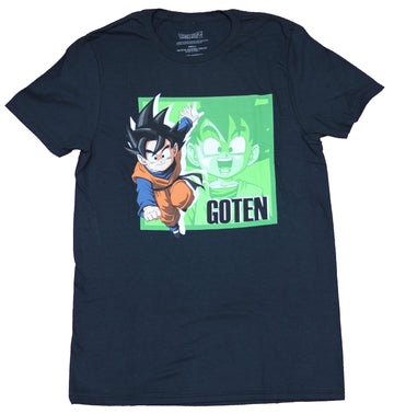 Dragon Ball Z Mens T-Shirt - Goten Attacking Over Green Face Box