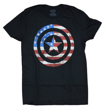 Captain Amercia Mens T-Shirt - Logo filled With American Flag On