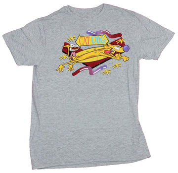 CatDog Nickelodeon Mens T-Shirt- Distressed Wacky Running Image