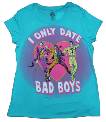 DC Comics Girls Juniors T-Shirt - I Only Date Bad Boys Villains in Heart