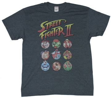 Street Fighter II Mens T-Shirt - Distressed Classic Characters Circles
