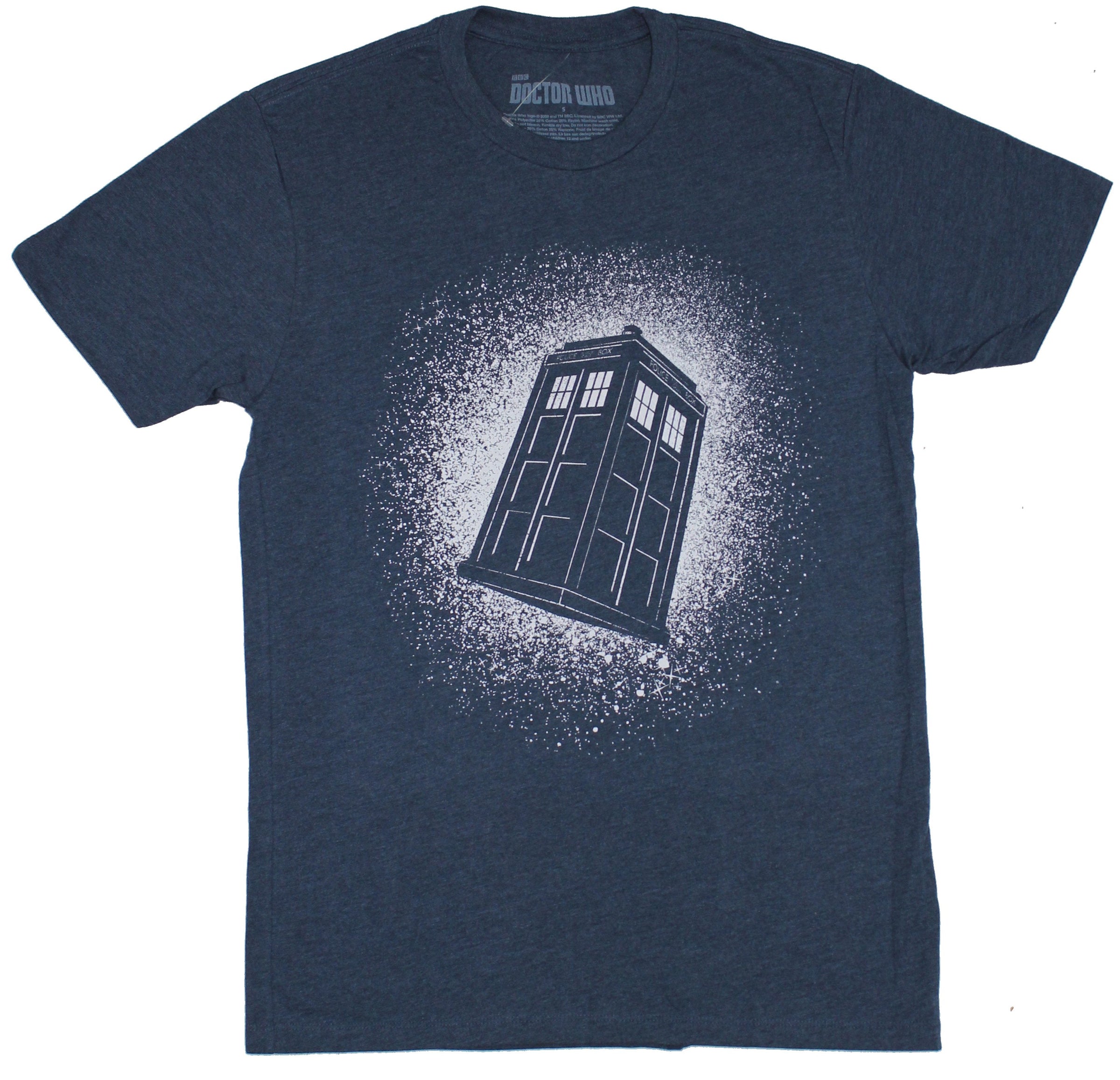 Doctor Who Mens T-Shirt - Snowy Stylized Floating Tardis Image ...