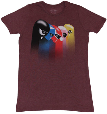 Mighty Morphin Power Rangers Girls Juniors T-Shirt - Multiheaded Paint Fade