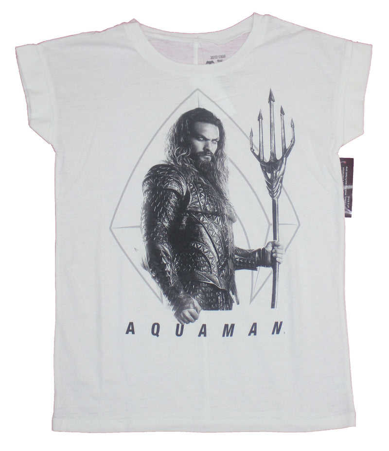 Aquaman Girls T-Shirt- Grayscale Mamoa Aquaman Image
