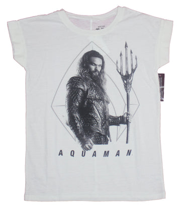 Aquaman Girls T-Shirt- Grayscale Mamoa Aquaman Image
