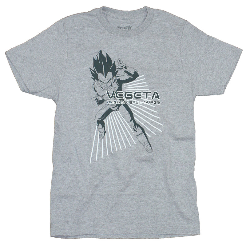 Dragon Ball Z Mens  T-Shirt -  Vegeta Full Body Stance Over White Power Lines