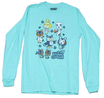 Animal Crossing Mens Long Sleeve T-Shirt - Characters All Over Image