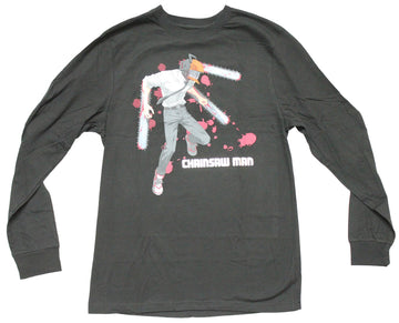 Chainsaw Man Mens Long Sleeve T-Shirt - Bloodied over Silver Name