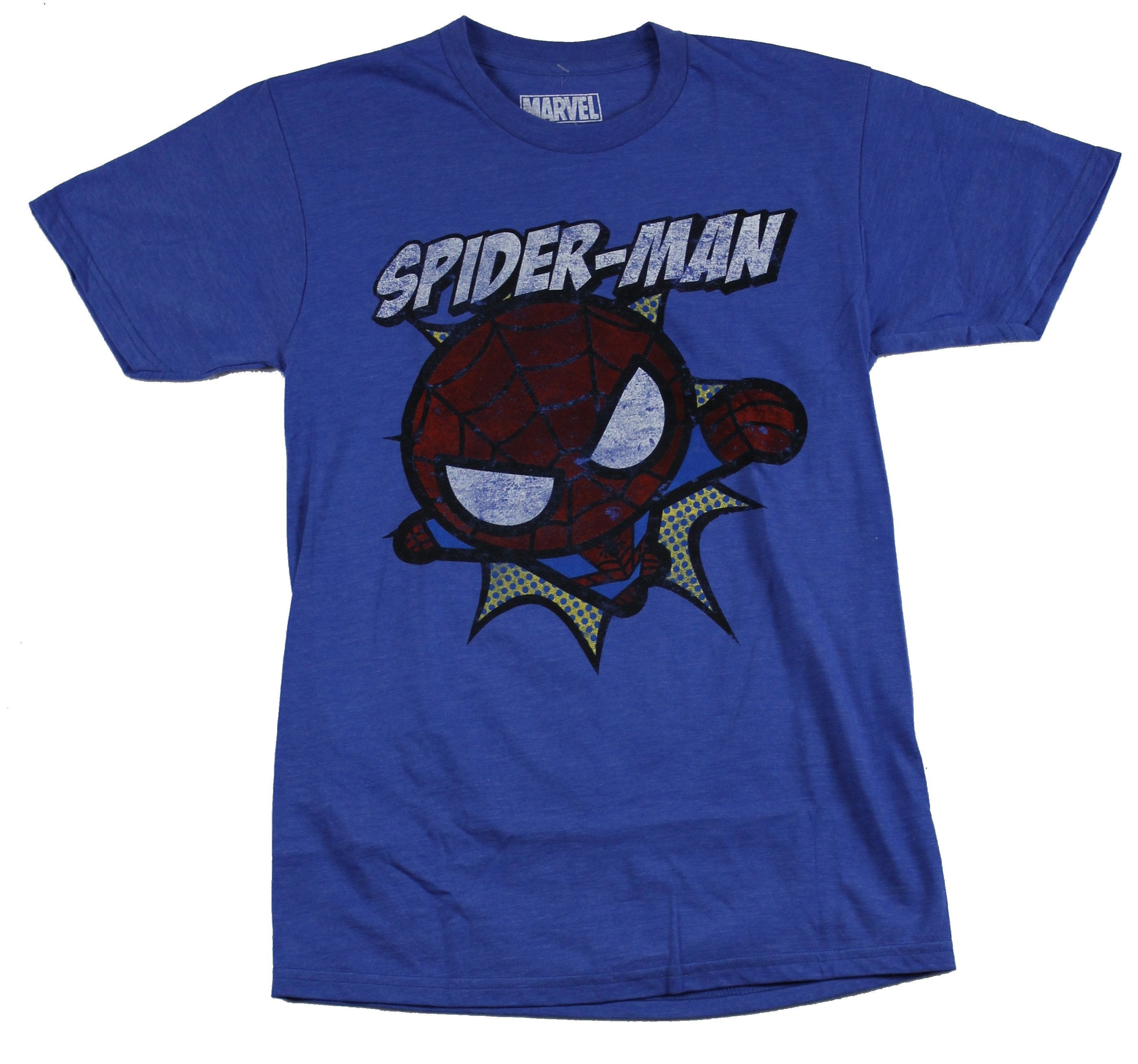 Spider-Man (Marvel Comcis) Mens T-Shirt - Spidey Kawaii Swing Under Name