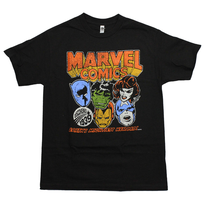 Marvel Comics Mens T-Shirt - Earth's Mightiest Heroes Head Shots 1939 - Inmyparentsbasement.com