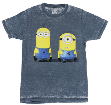 Despicable Me Mens T-Shirt - 2 Minions Standing with a Very confused Look Image
