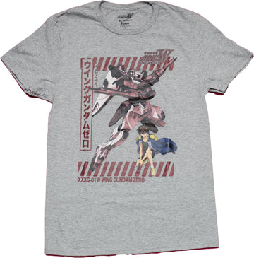 Mobile Suit Gundam Wing Mens T-Shirt - Heero Yuy and Mech