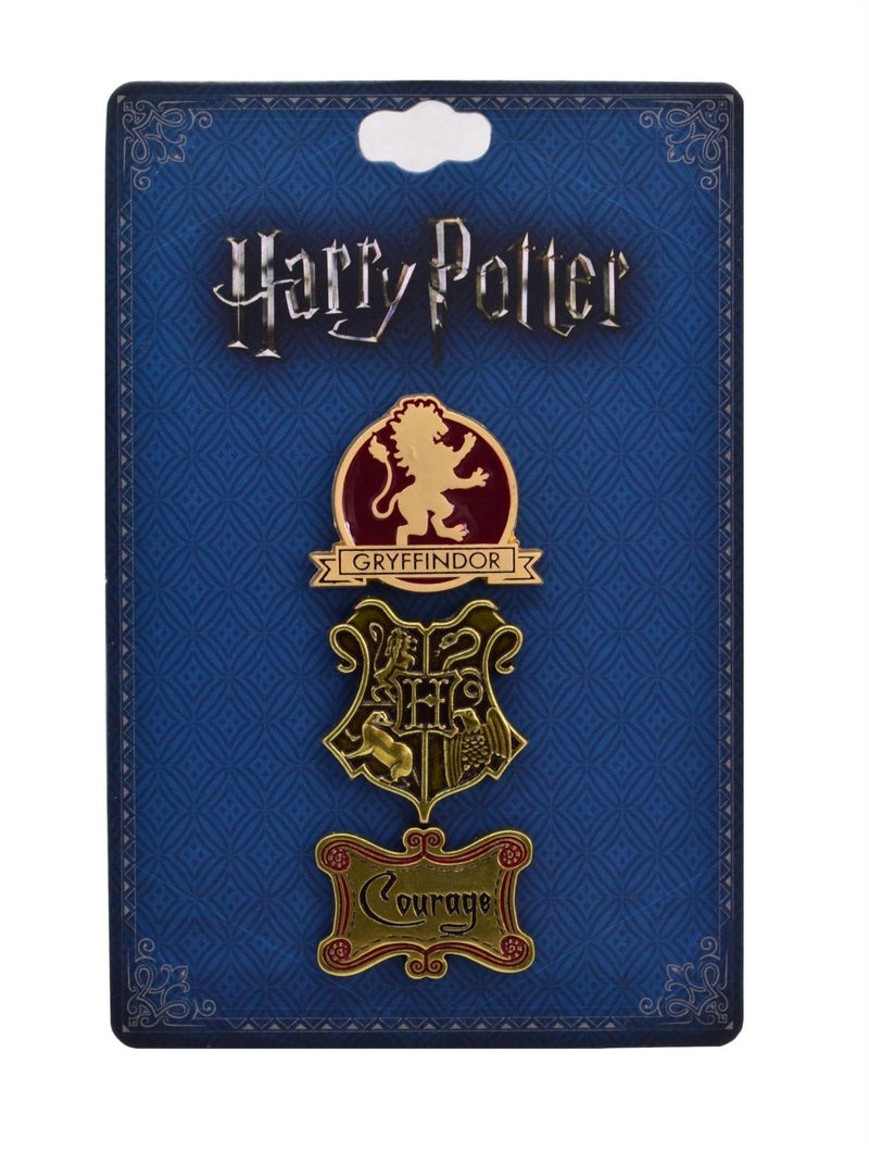 Harry Potter Gryffindor Lapel Pin Set | Courage, Hogwarts Logo Crest - Inmyparentsbasement.com