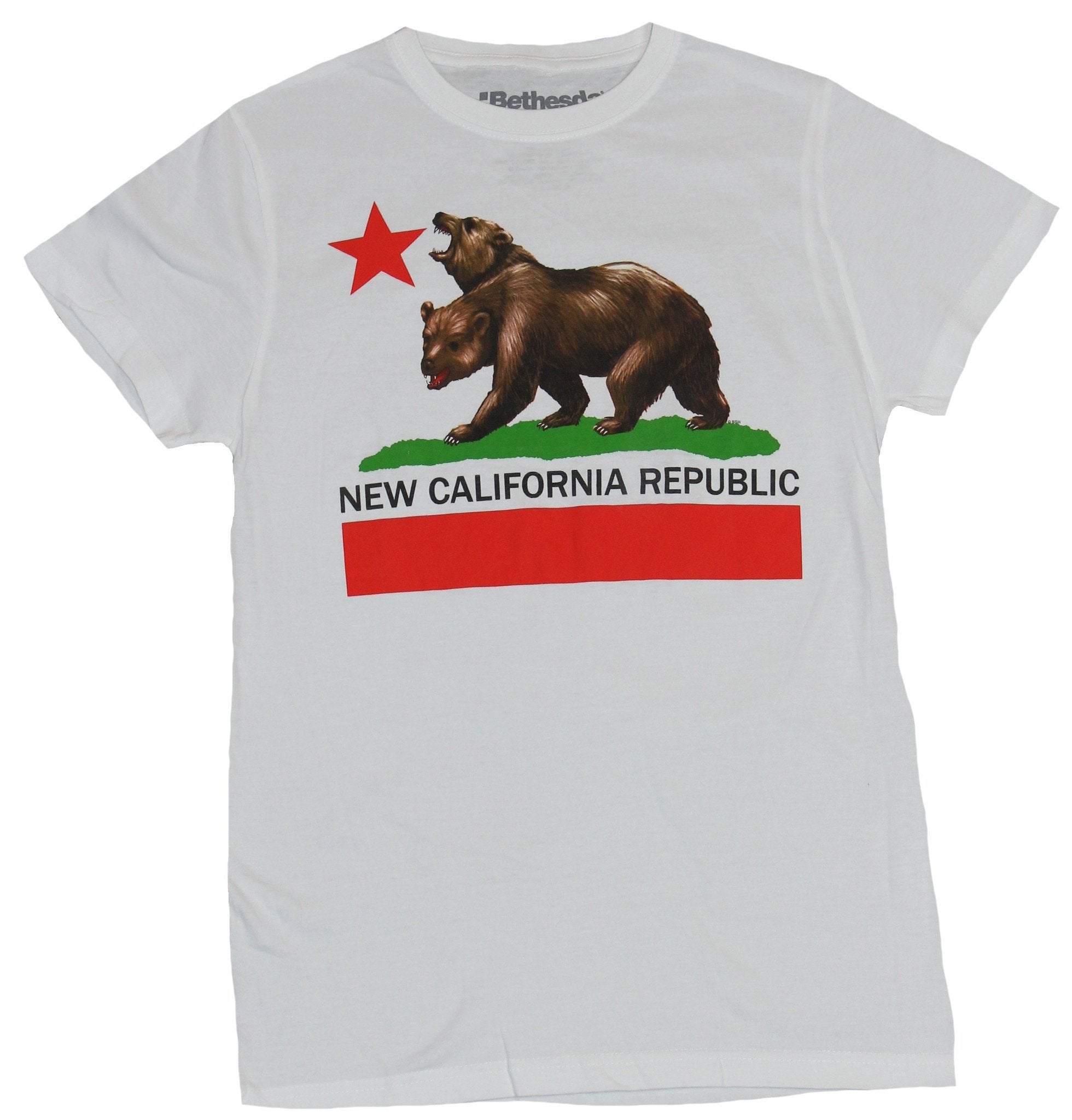 Fallout Mens T-Shirt - New California Republic Mutant Bear Flag Image