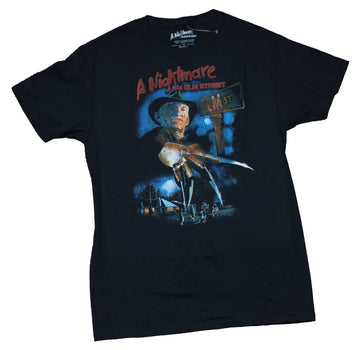 Nightmare on Elm Street Mens T-Shirt - Poster Big Freddy Over Neighborhood