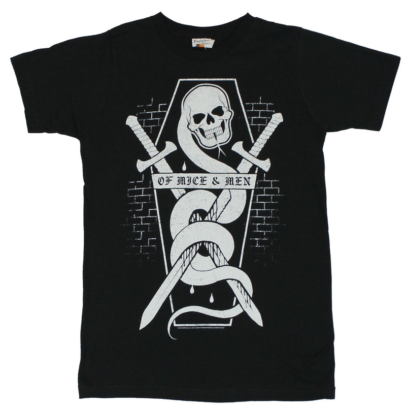 Of Mice and Men Mens T-Shirt - Skull Head Crossed Sword Coffin Crest - Inmyparentsbasement.com