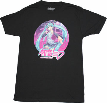 Hatsune Miku Mens T-Shirt - Pinkish Stage Circle Image