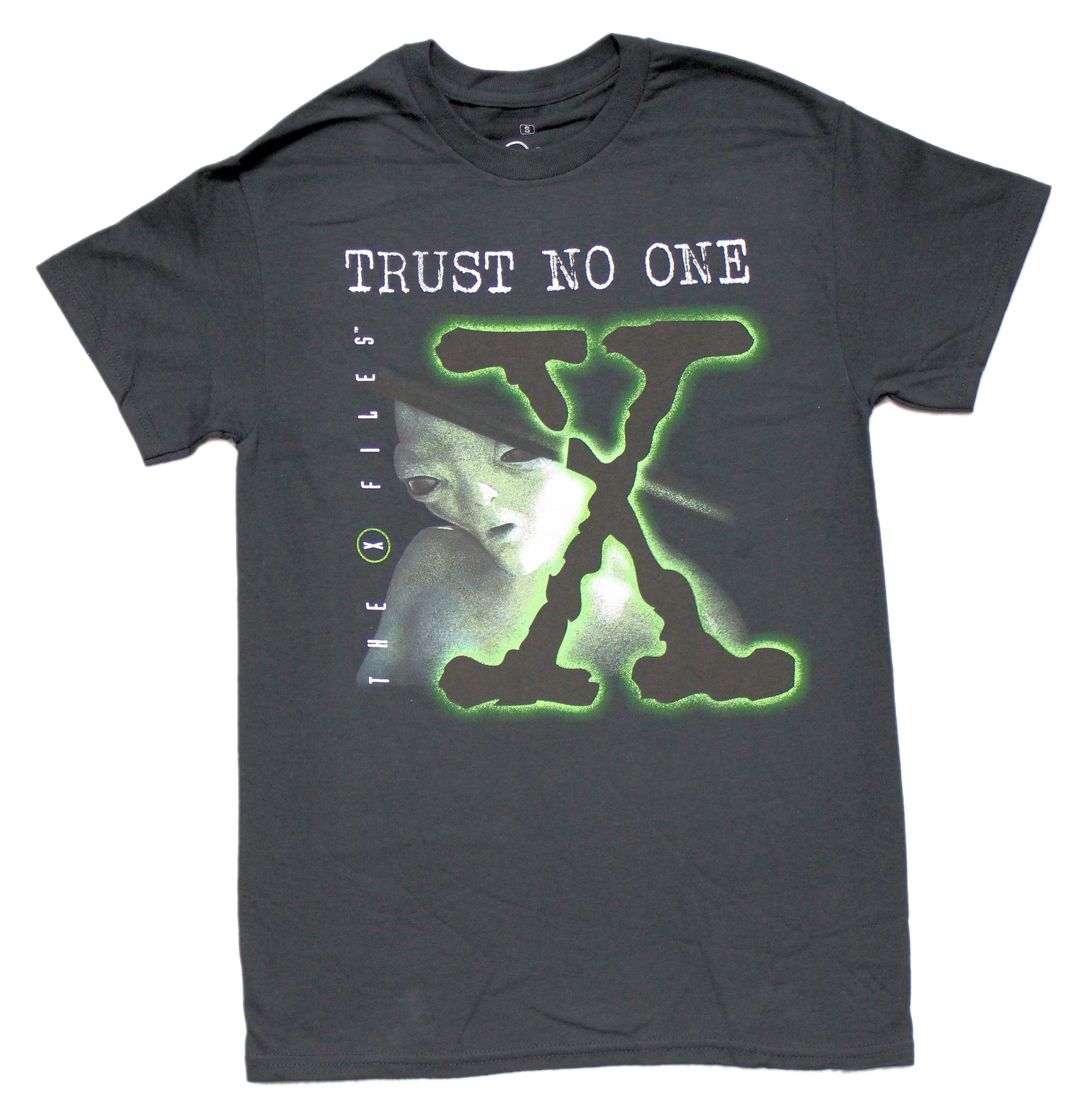 X-Files Mens T-Shirt - Trust No one - X Logo W/ Alien