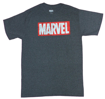 Marvel  Mens T-Shirt - Classic Distresed Red Boxed Logo Image