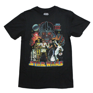 Star Wars Mens T-Shirt - Distressed Movie Poster Battle With Vader At Last
