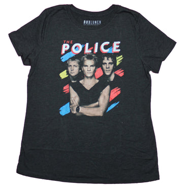 The Police Girls Juniors T-Shirt - Classic 80s Style Band Photo With Color Splash