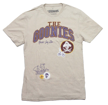 Goonies Mens T-Shirt - Logo Goonies Never Die Pirate Ship & Skull
