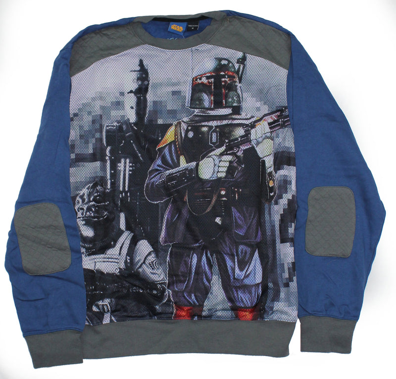 Star Wars Mens Crewneck Sweatshirt - Full Bounty Boba Fett & IG 88 Image - Inmyparentsbasement.com