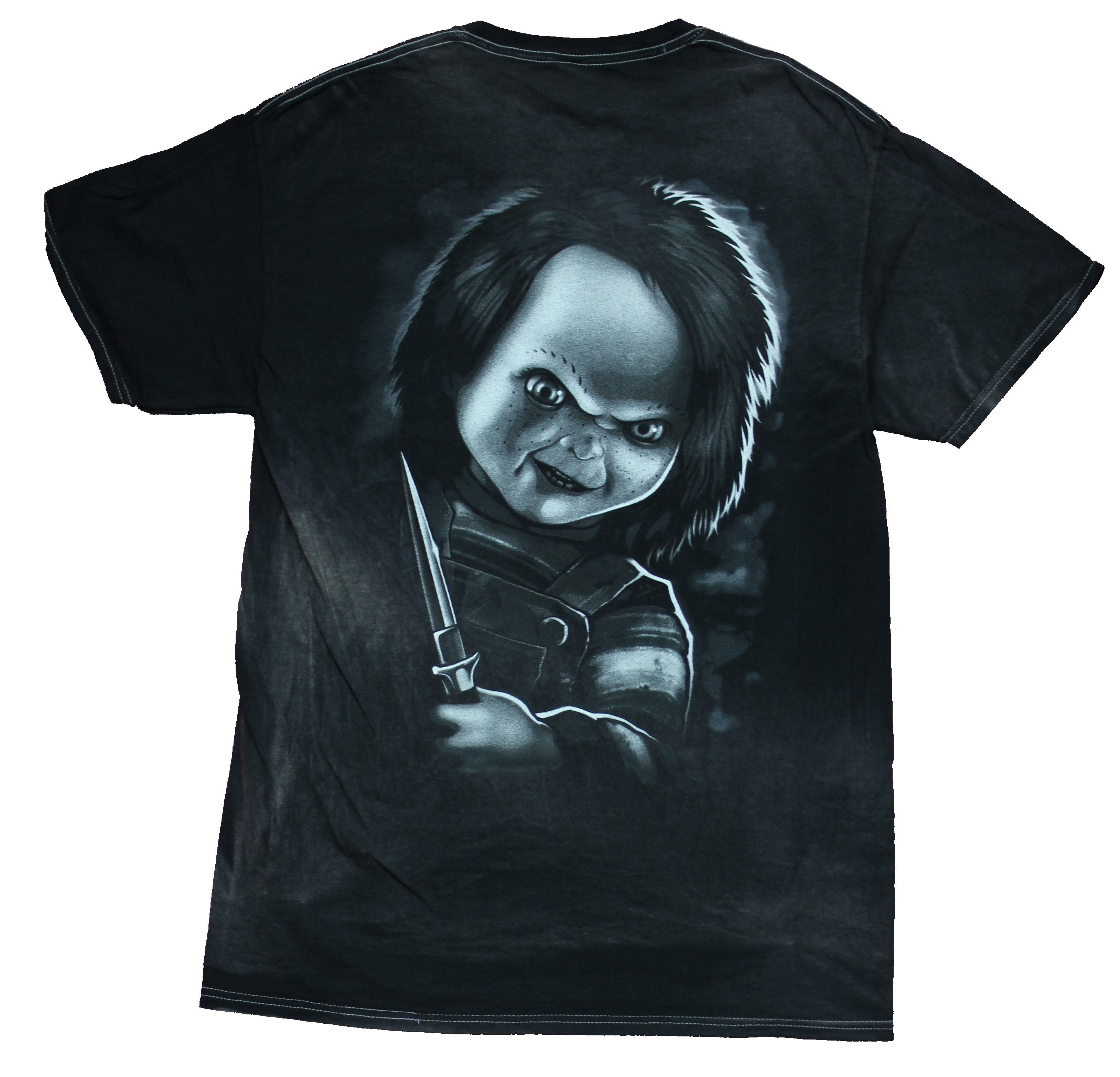 Child's Play Mens T-Shirt - Chucky glance Front Break Through Back