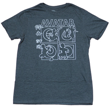 Avatar the Last Airbender Mens T-Shirt -Simple Character & Tribe Symbol Boxes