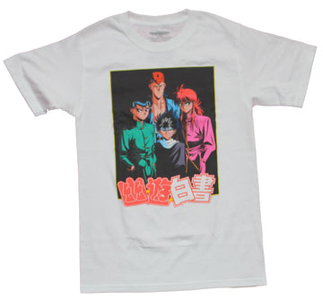 Yu Yu Hakusho Mens T-Shirt - Classic Group Image Over Kanji Image