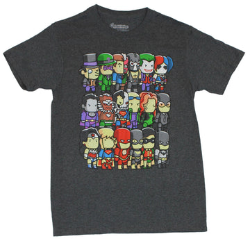 DC Comics Mens T-Shirt - Scribblenaut Styled Villains & Heroes OF the DC Universe