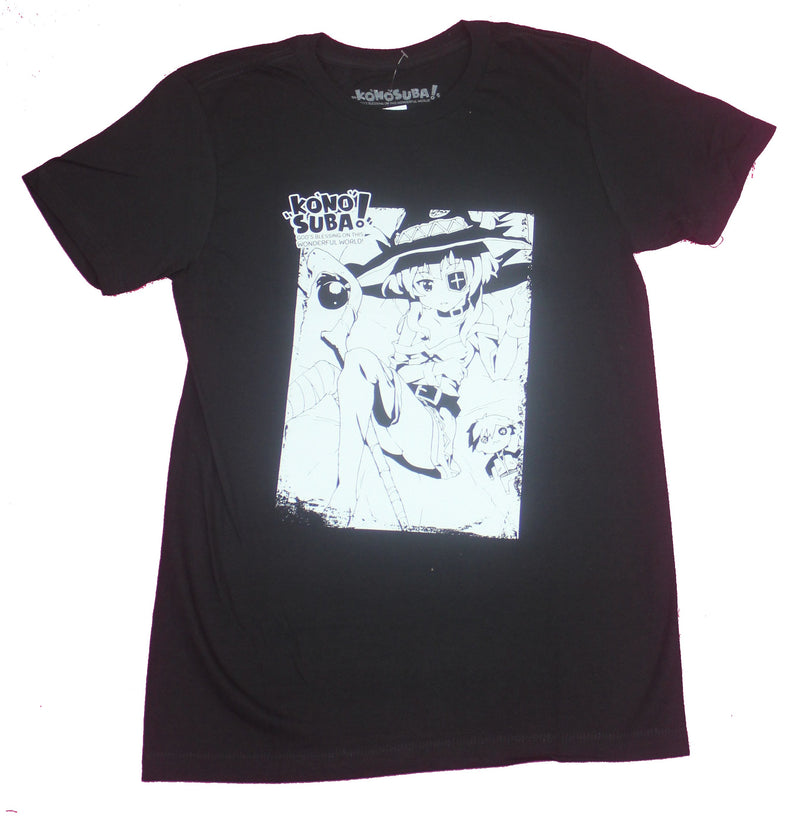 Konosuba Mens T-Shirt- Megumin Black And White Box Image