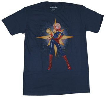 Captain Marvel Mens T-Shirt -  Bishouji Style Hand on Hip Heroine Image