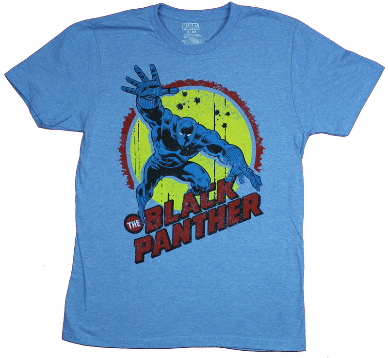 Black Panther (Marvel) Mens T-Shirt - Retro Styled Reaching Circle Image