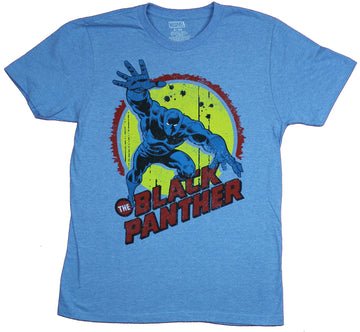 Black Panther (Marvel) Mens T-Shirt - Retro Styled Reaching Circle Image