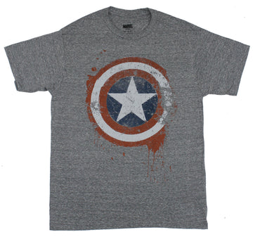 Captain America Mens T-Shirt - Splattered Dripping Distressed Classic Shield Logo