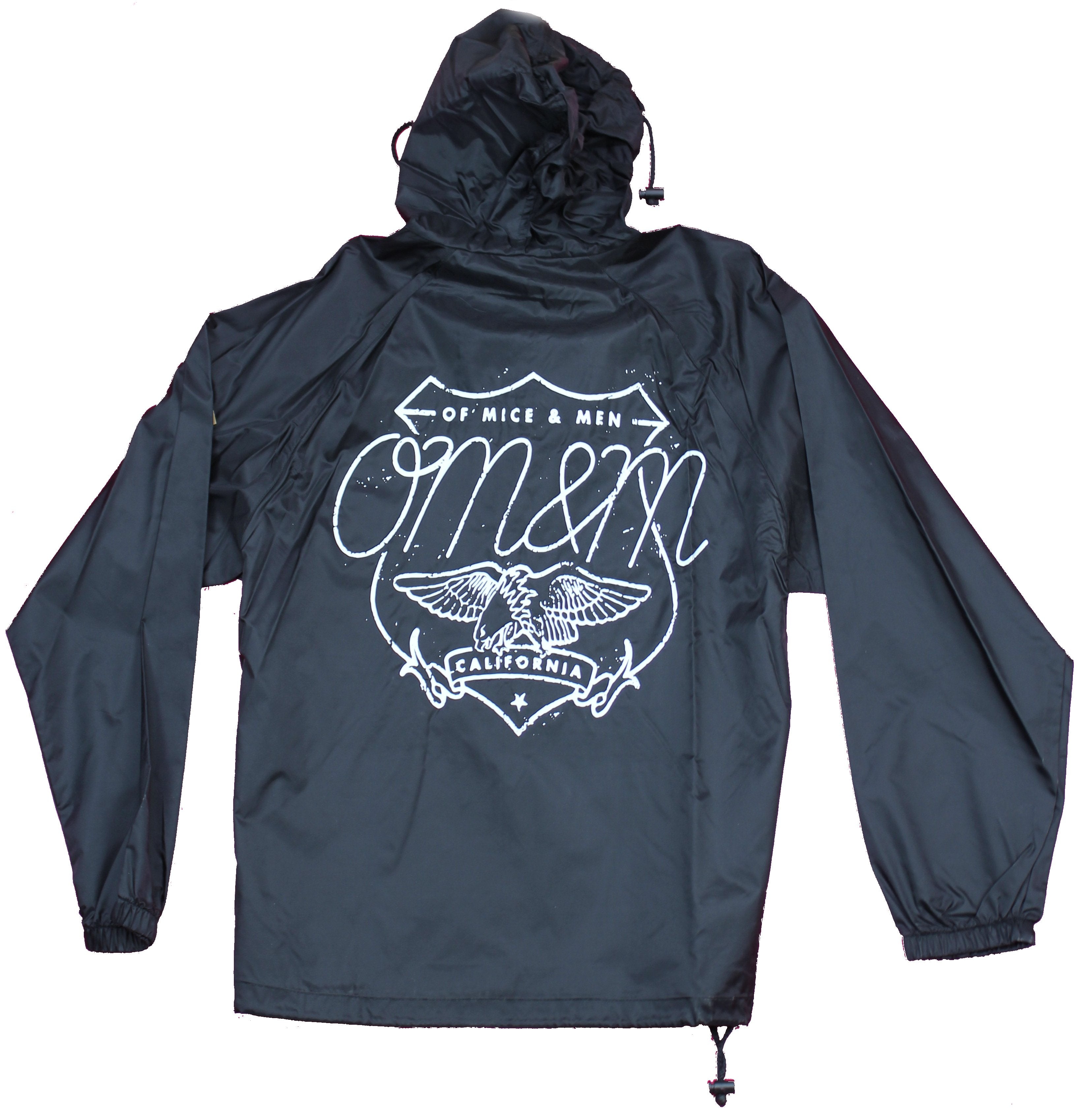 OF Mice & Men Mens Windbreaker Jacket - Ampersand Lapel Eagle Crest Back