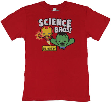 Marvel Comics Mens T-Shirt - Science Bros! We do Science Cute Hulk & Iron Man