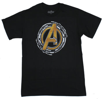 The Avengers (Marvel) Mens T-Shirt - Gold Style Classic A Team Logo Image