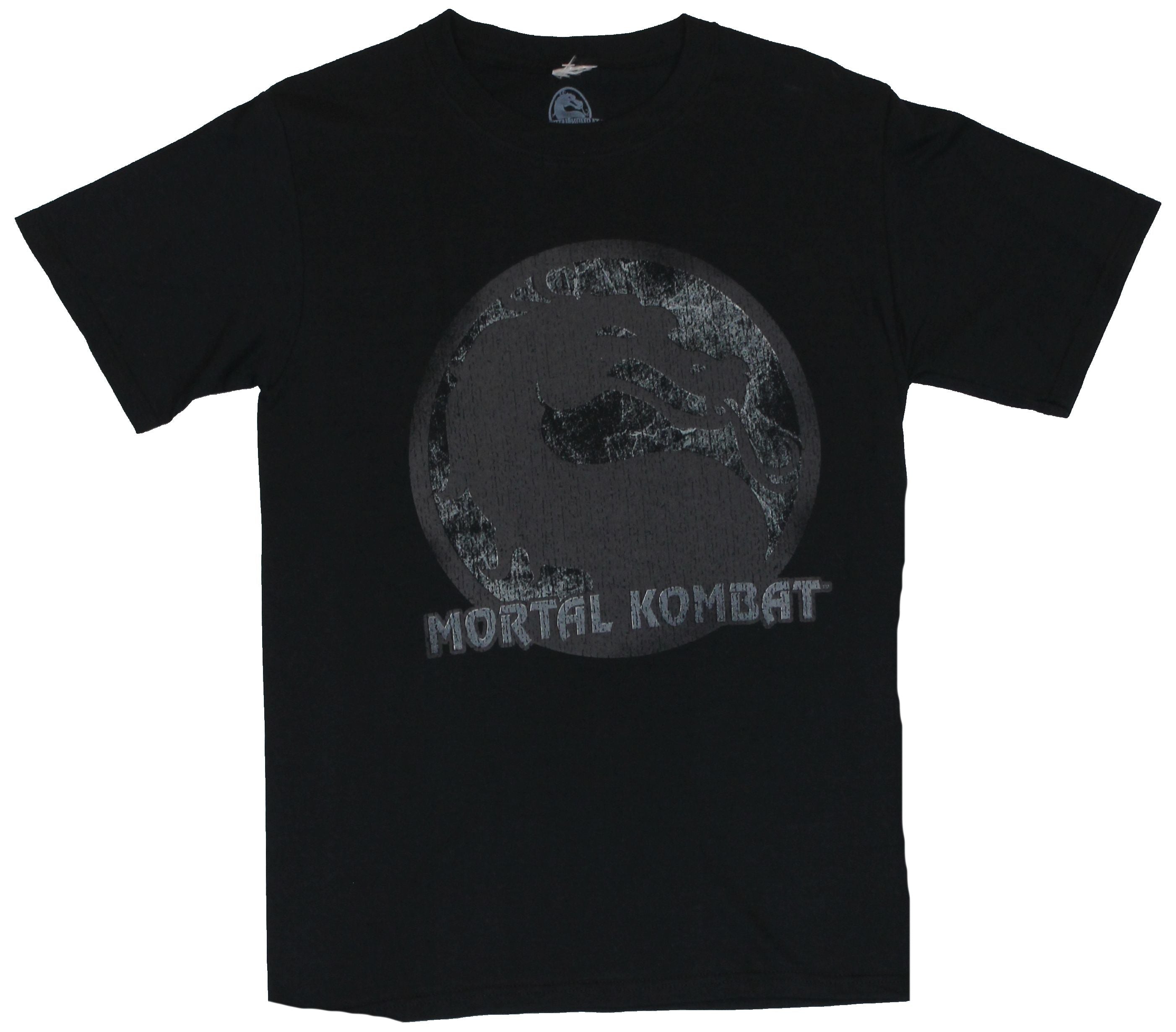 Mortal Kombat Mens T-Shirt  - Classic Video Game Logo In Gray on Black