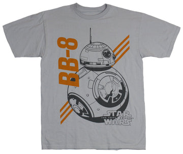 Star Wars Mens T-Shirt - Black BB-8 Drawing Orange Stripes & name Image