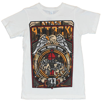Attack Attack Mens T-Shirt  - Eagle and Chains Crest This Means War! on Whit