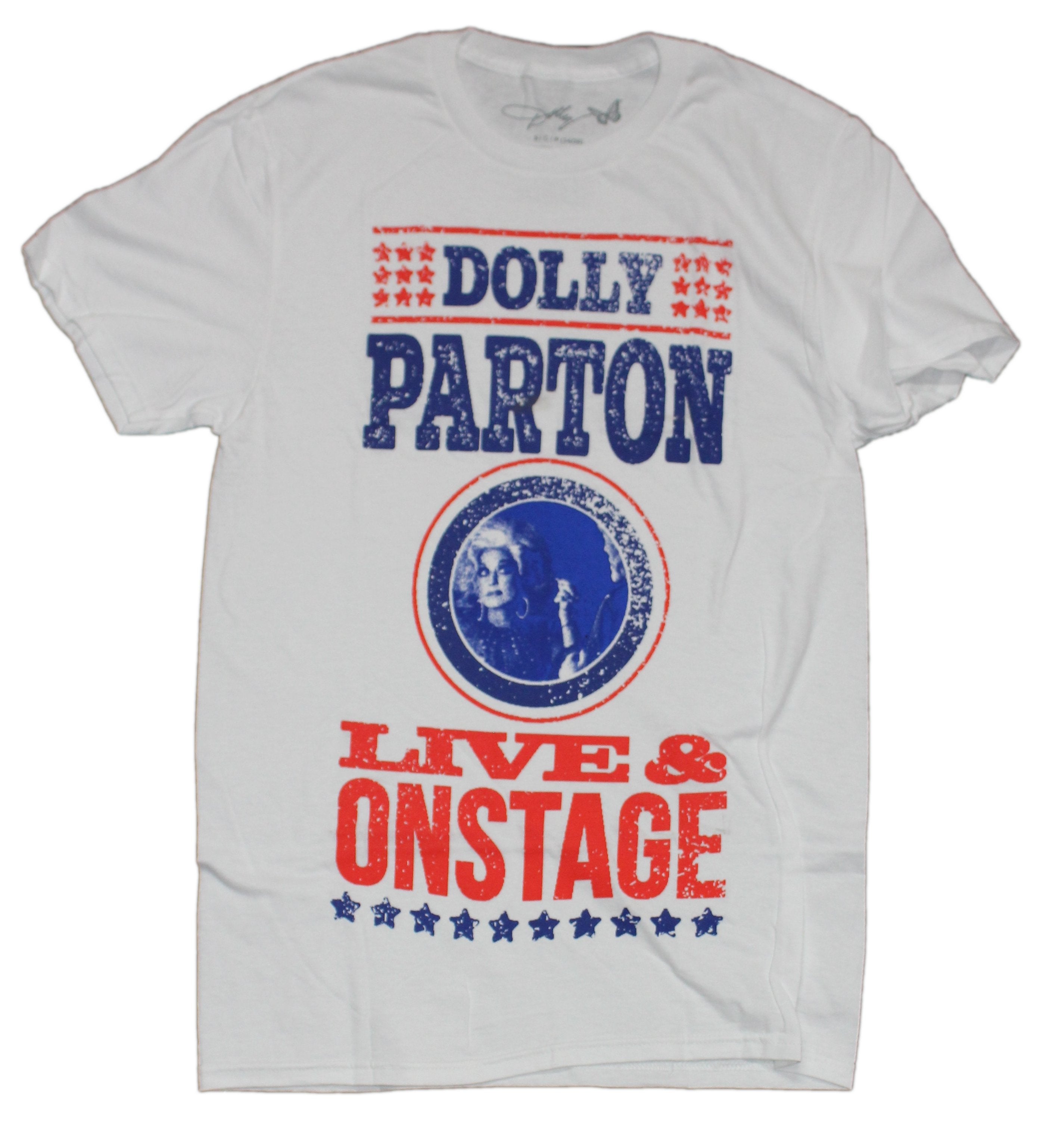 Dolly Parton Mens T-Shirt  - Live on Stage Poster Style Image
