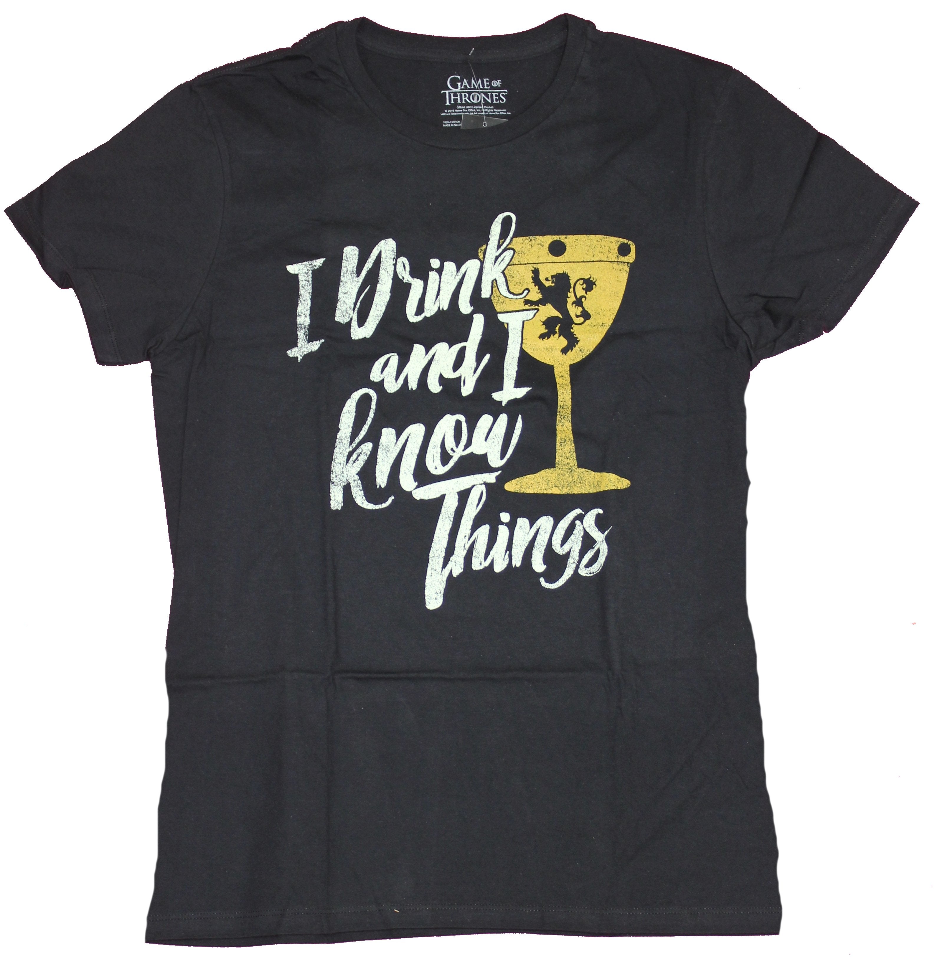 Game of Thrones Mens T-Shirt  - Drink and Know Things Wine Glass Image