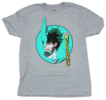 My Hero Academia Mens  T-Shirt - Deku Green Circle Kanji Attack Image