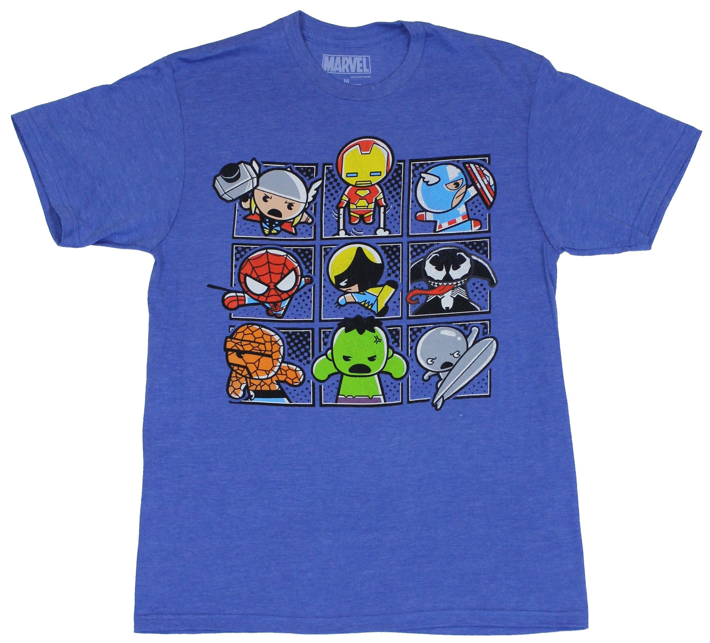 Marvel Comics Mens T-Shirt  - 9 Box Grid of Cutie Heroes
