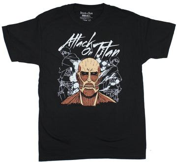 Attack on Titan Mens T-Shirt - Giant Titan Face Under Script